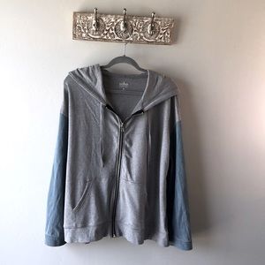 NY&Co Soho Street denim sleeve zip up hoodie